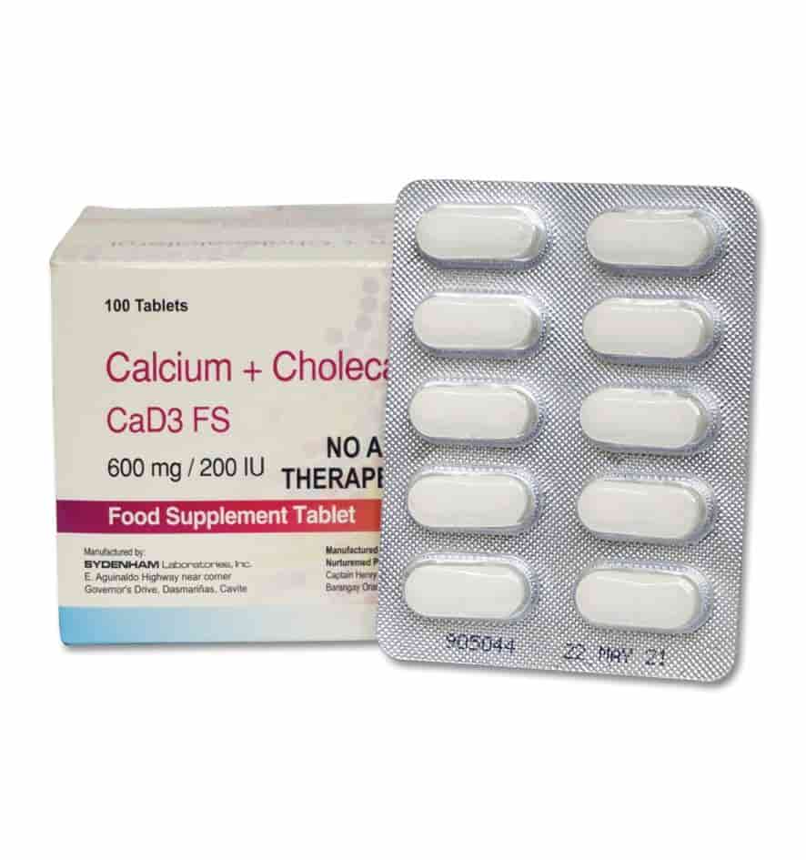 CAD3 FS Calcium Carbonate / Vitamin D3 600mg / 200IU Tablet 100's price ...